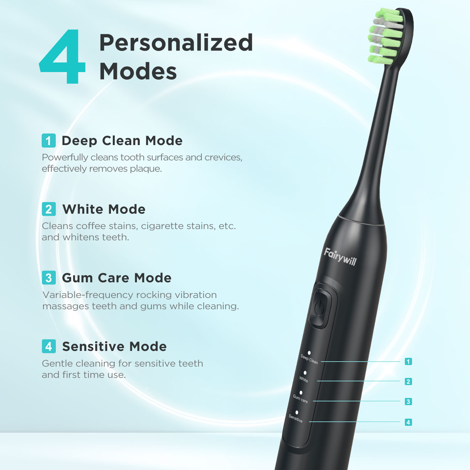 Fairywill escova de dentes elé - Teeth Whitening Toothbrush avaliação e preço