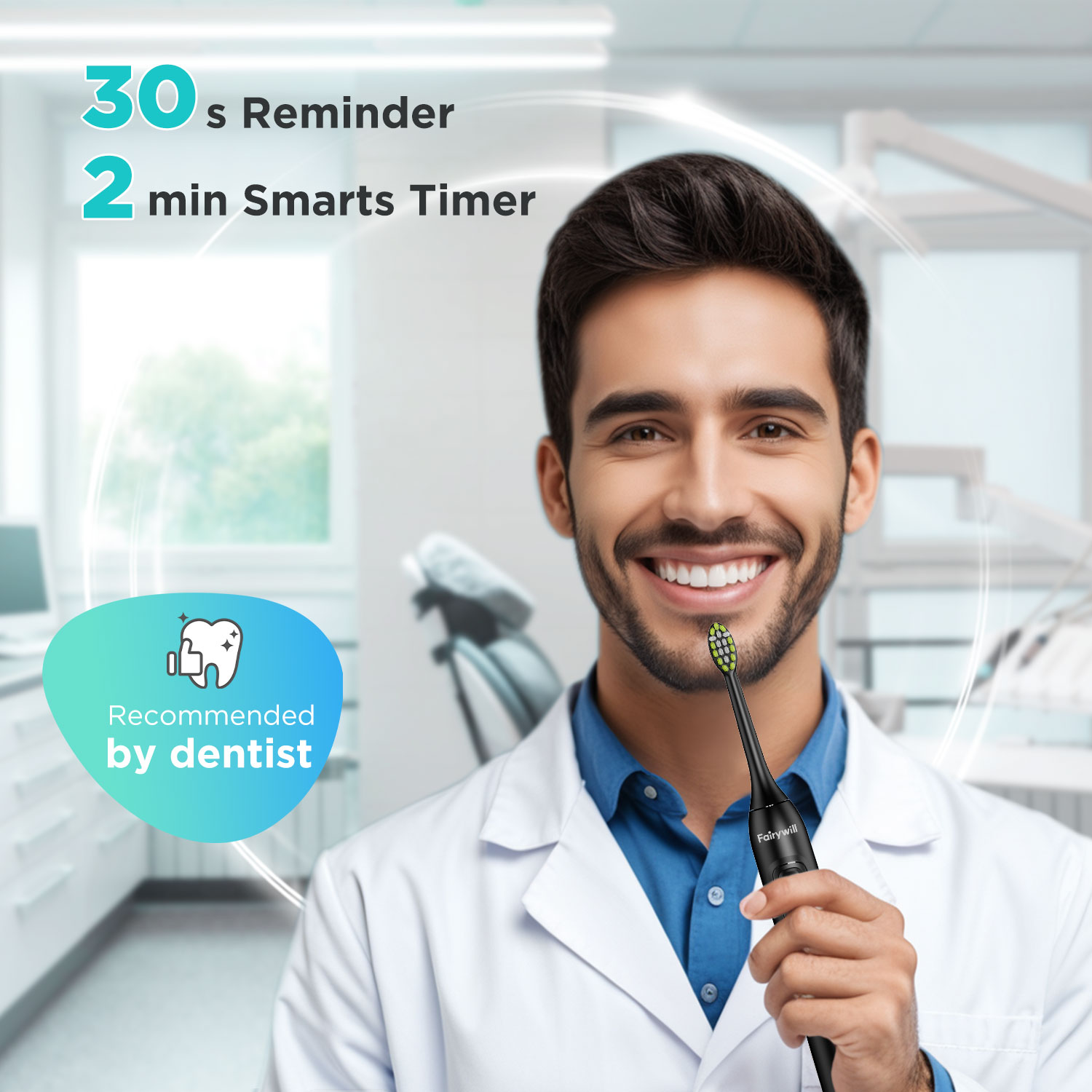 Fairywill escova de dentes elé - Teeth Whitening Toothbrush avaliação e preço
